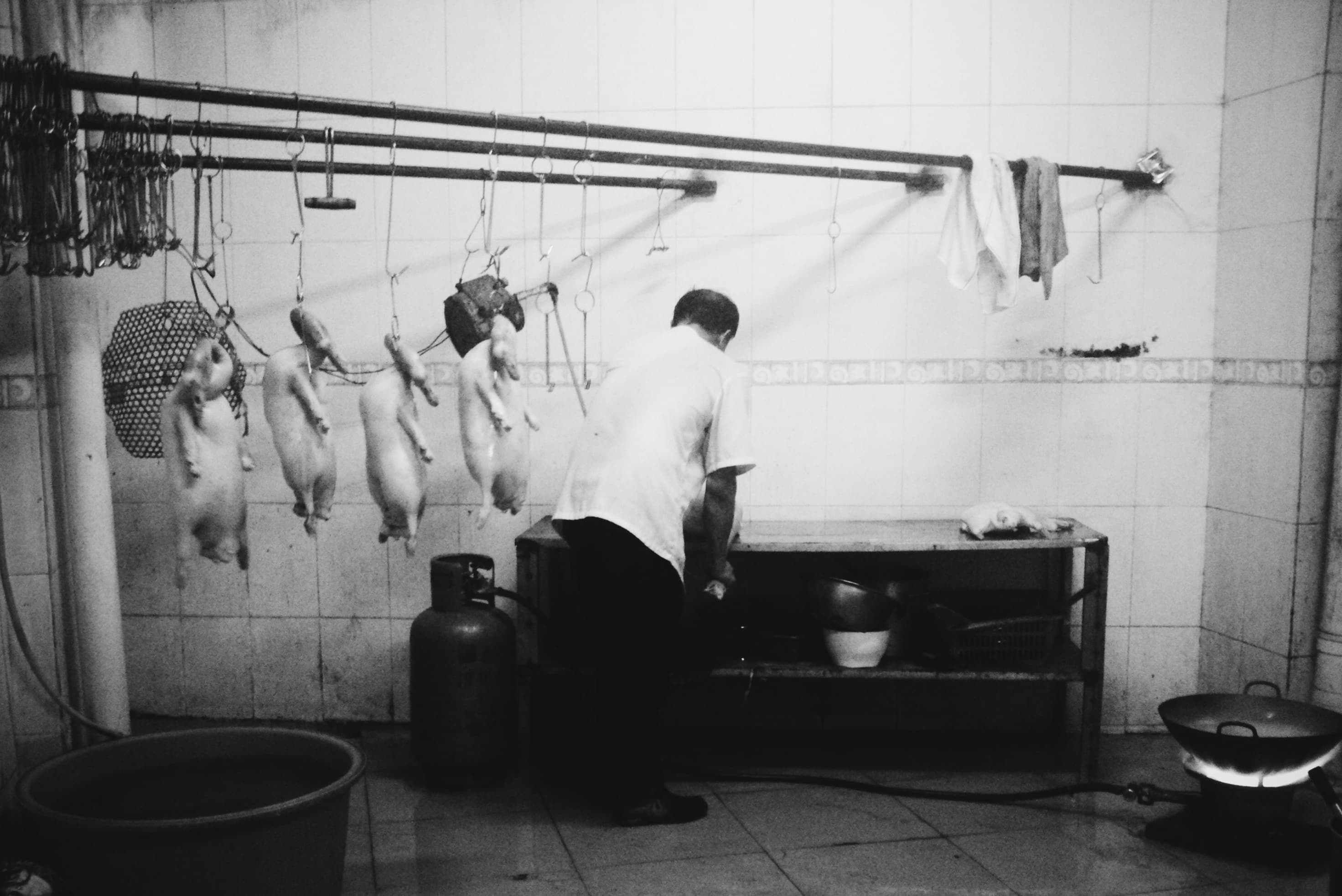 My dad working in the Kitchen